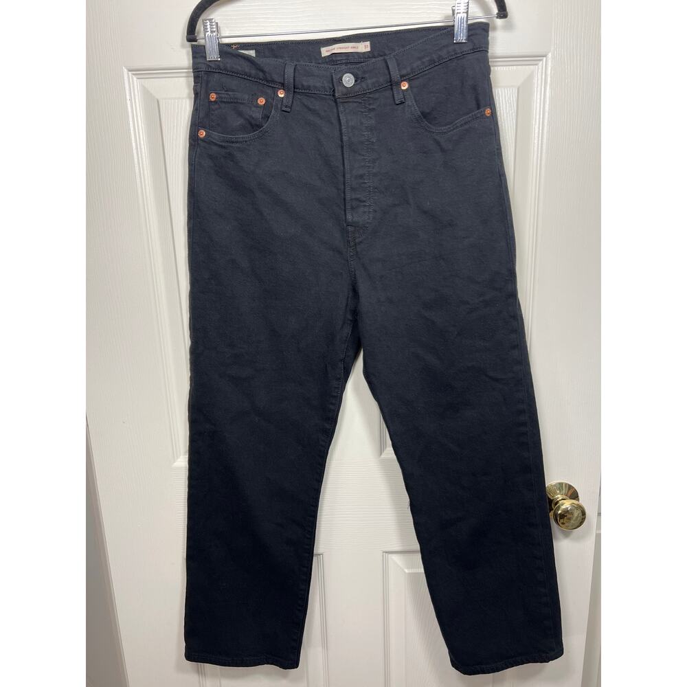 Levi's Premium Denim Ribcage Straight Ankle Jeans In Black Women's  31